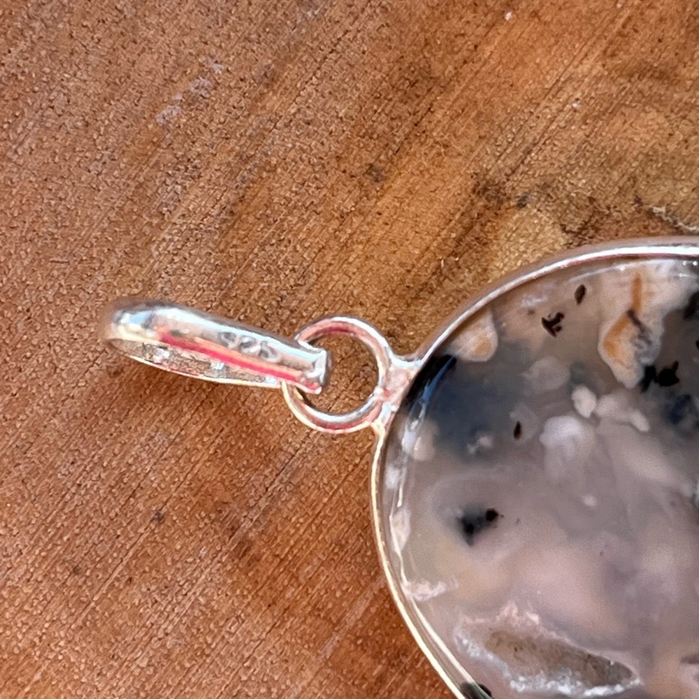 Large Oval Dendrite Opal Sterling Silver 2” Gemstone Pendant - Picture 7 of 7